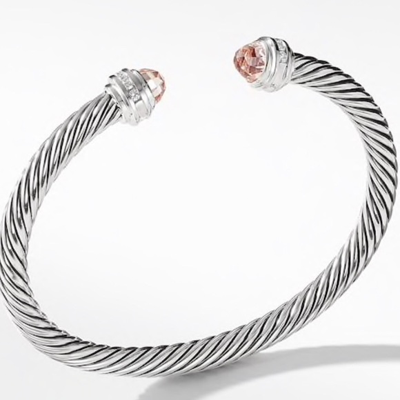 David Yurman 5mm Morganite-Diamond Cable Bracelet - Picture 2 of 8